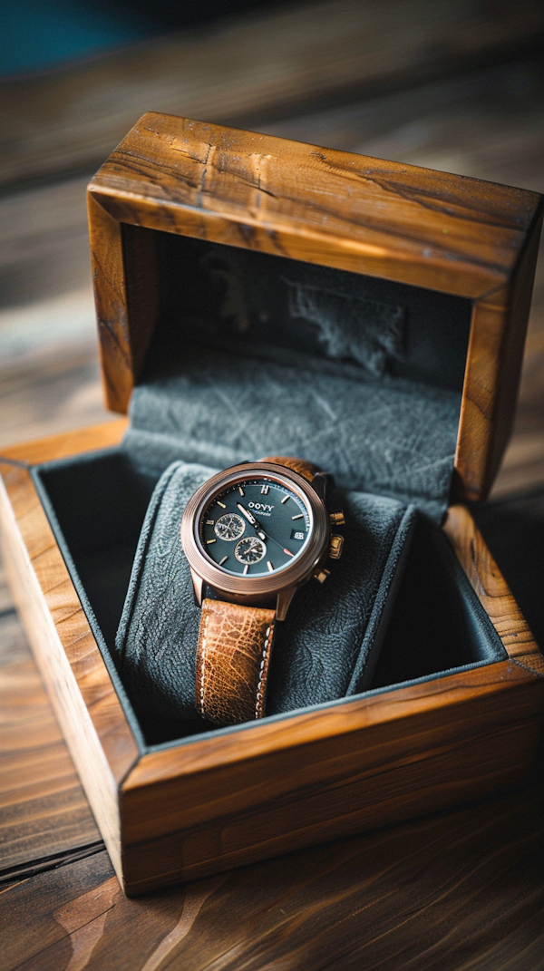 Elegant Wristwatch in Wooden Box