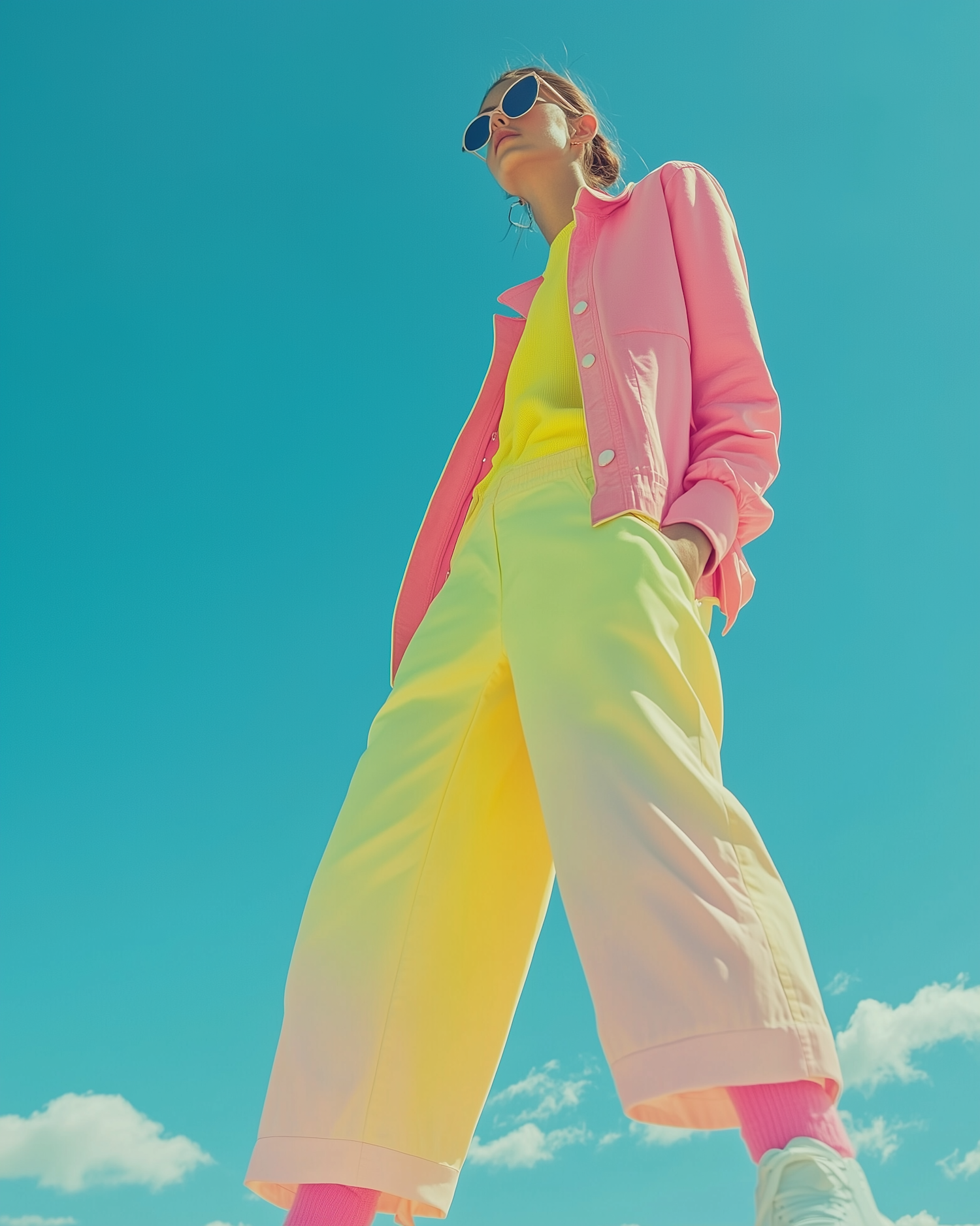 Vibrant Fashion Against Blue Sky