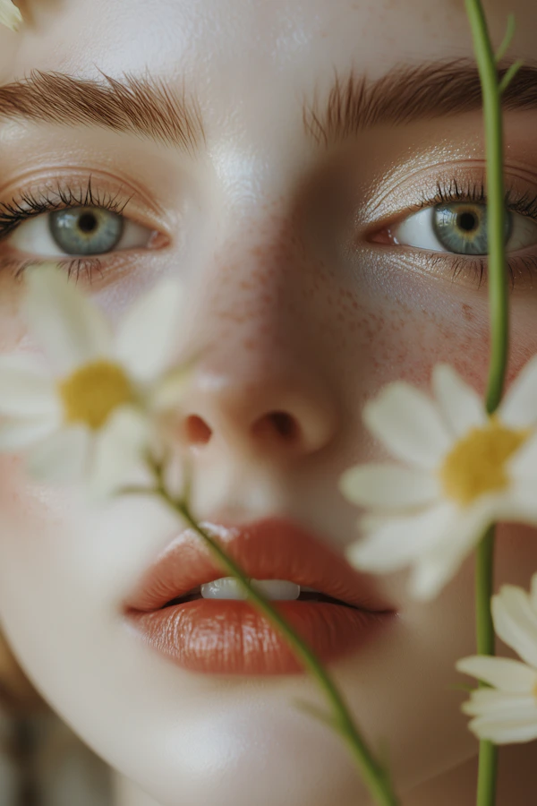 Freckled Woman & Daisies
