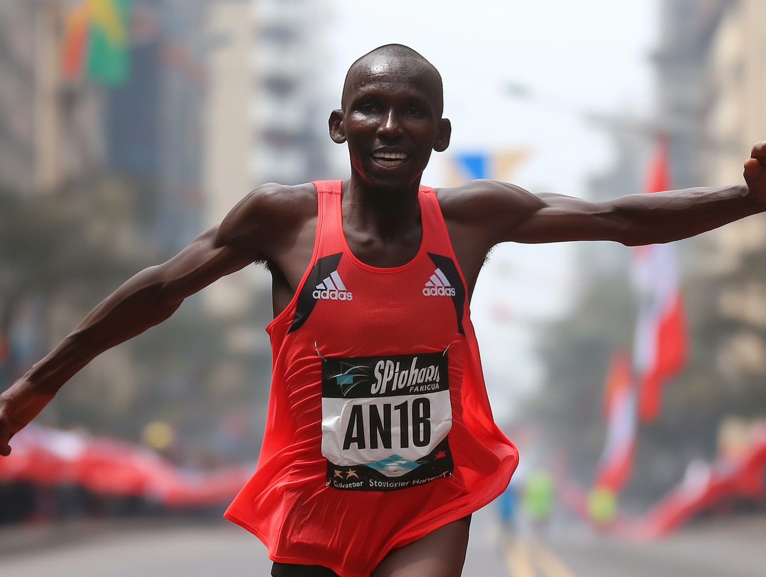 Male Marathon Runner Celebrating Victory