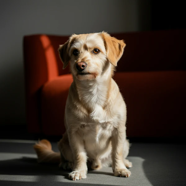 Sunlit Dog on Floor
