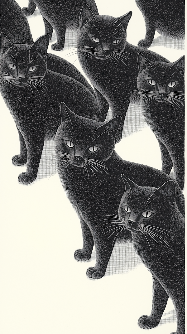 Collection of Black Cats Illustration