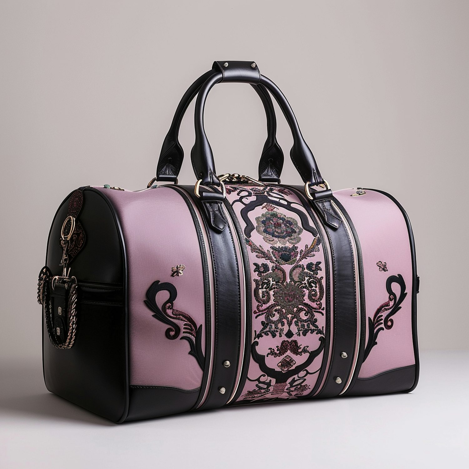 Luxurious Handbag with Floral Embroidery