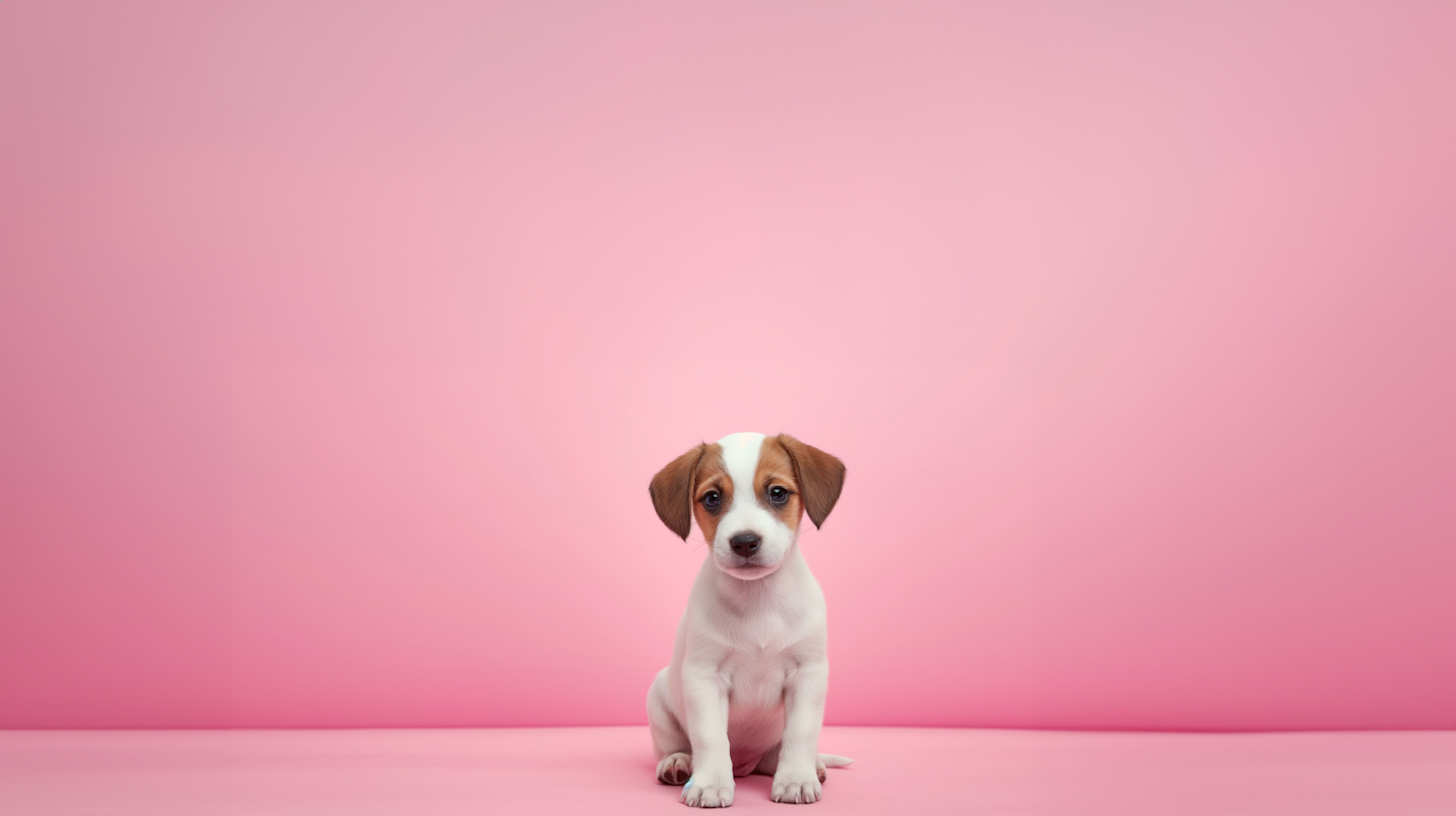 Inquisitive Jack Russell Puppy on Pastel Pink