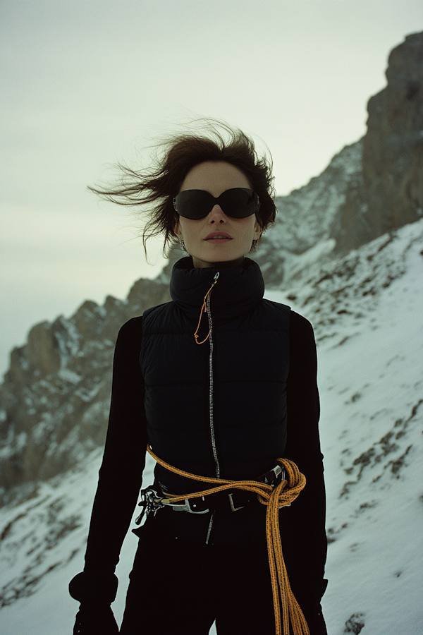 Mountaineer Woman in Snowy Landscape