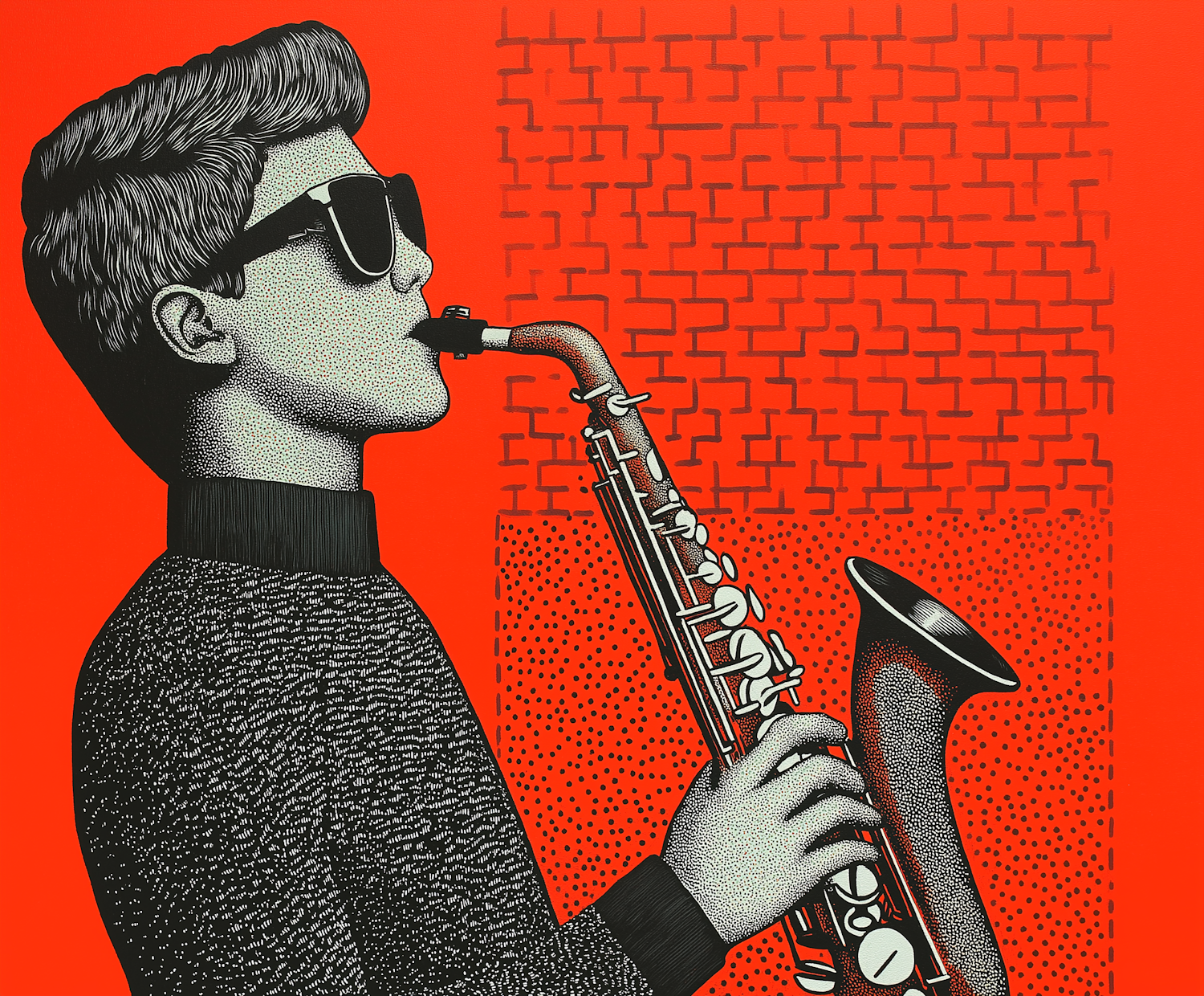 Stylized Saxophone Player Illustration