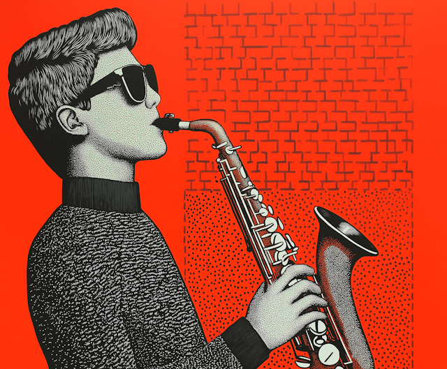 Stylized Saxophone Player Illustration