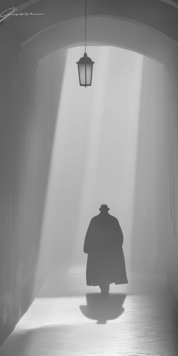 Solitary Figure in Corridor