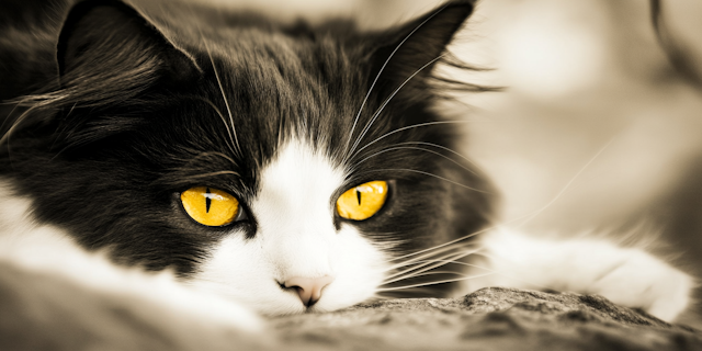 Close-up of a Cat with Striking Yellow Eyes