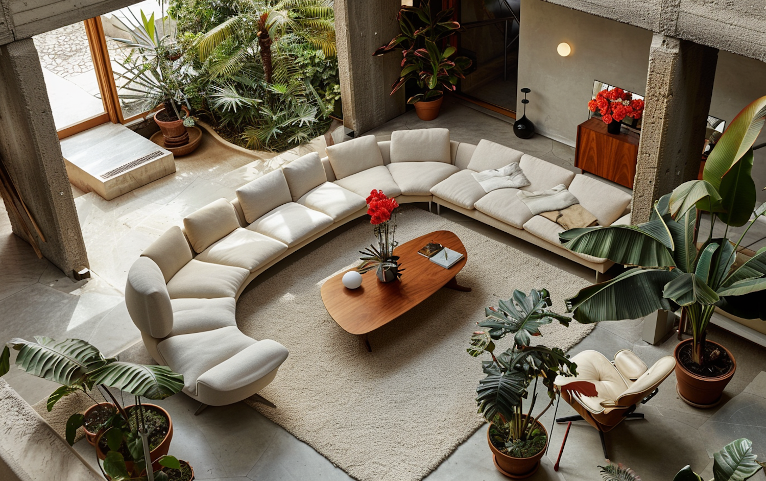 Stylish Modern Living Room with Greenery