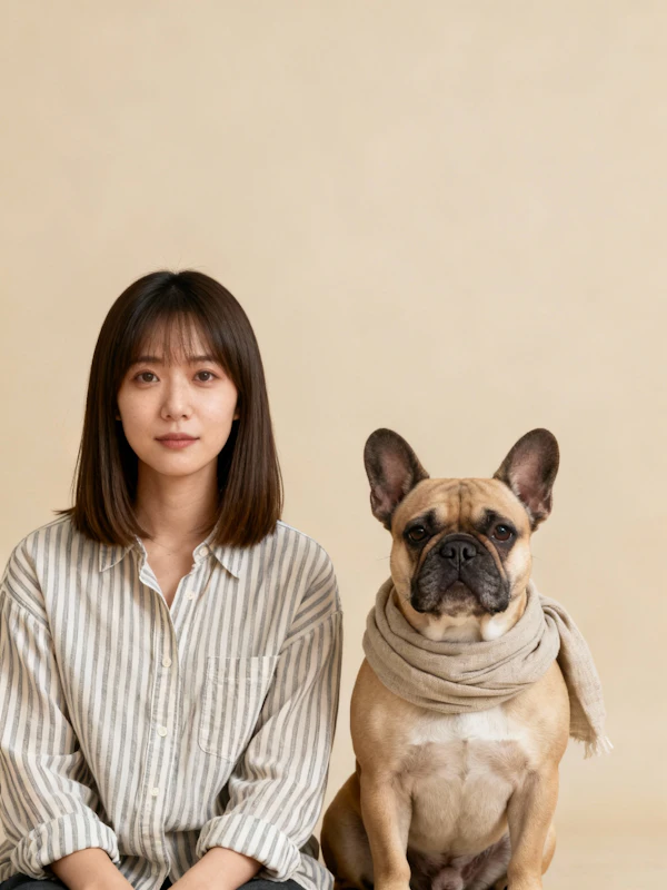 Woman and French Bulldog