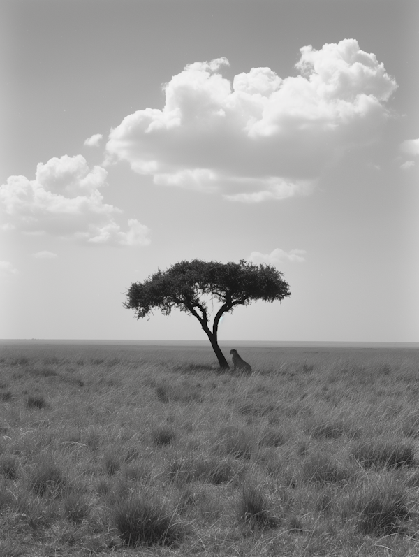 Solitary Tree in Grayscale