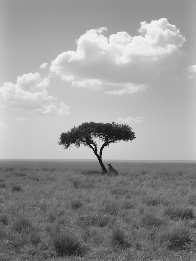 Solitary Tree in Grayscale