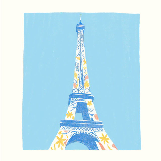 Artistic Eiffel Tower with Floral Patterns