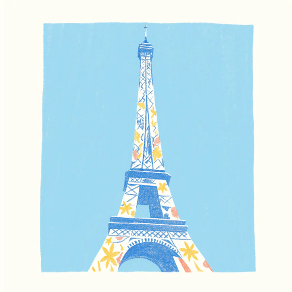 Artistic Eiffel Tower with Floral Patterns