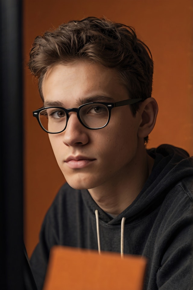 Young Man in Thoughtful Reflection