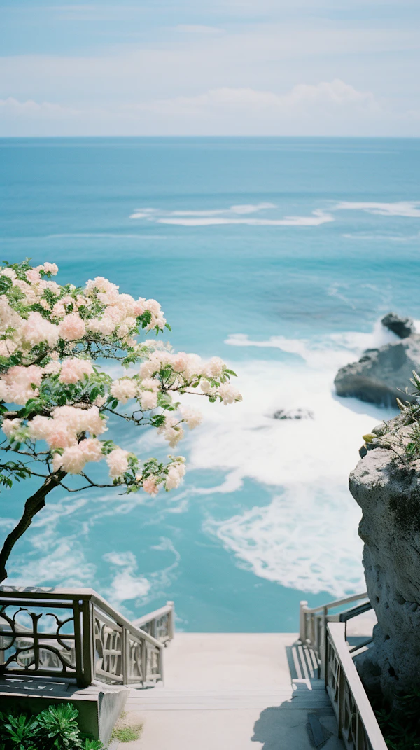 Serene Vista with Blushing Blooms