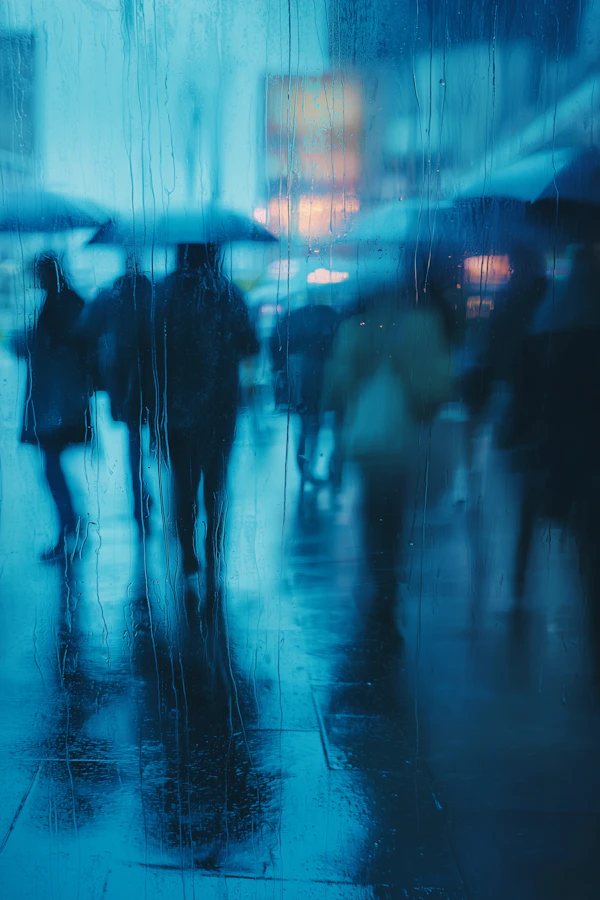 Rainy Urban Silhouettes