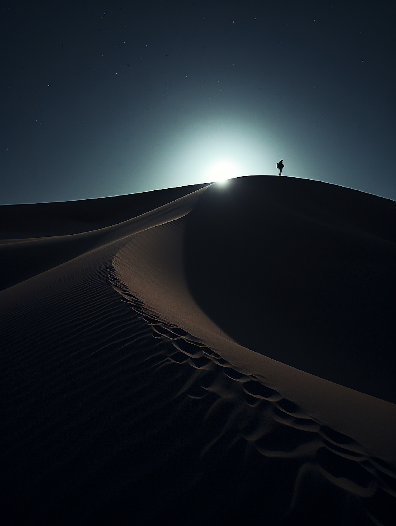 Lone Figure Under the Desert Stars