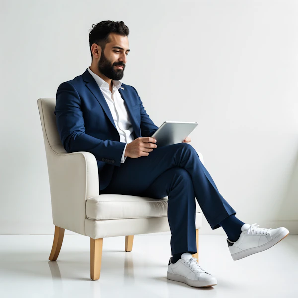 Man in Navy Suit