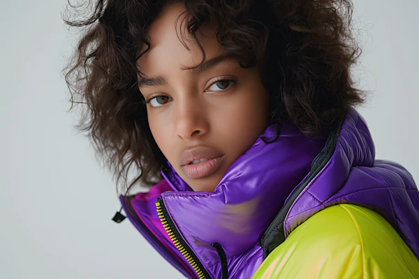 Introspective Portrait of Woman in Puffer Jacket