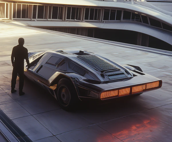 Futuristic Car with Human Figure