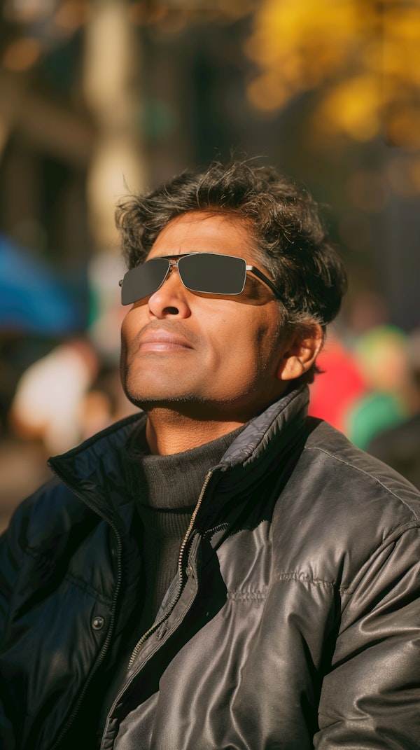 Man in Sunglasses with Autumn Background