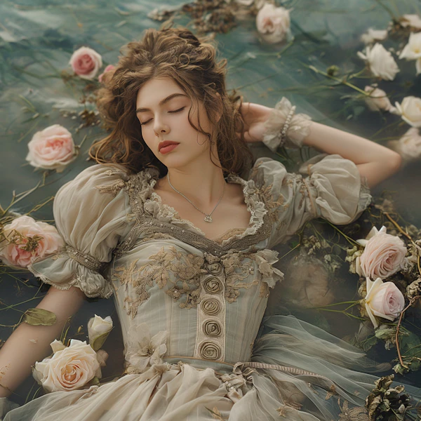 Ethereal Lady Amidst Roses