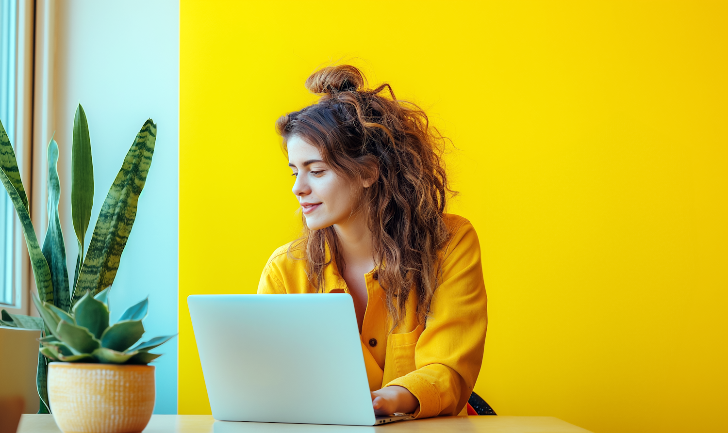 Content Woman with Laptop