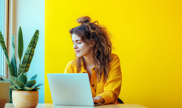 Content Woman with Laptop