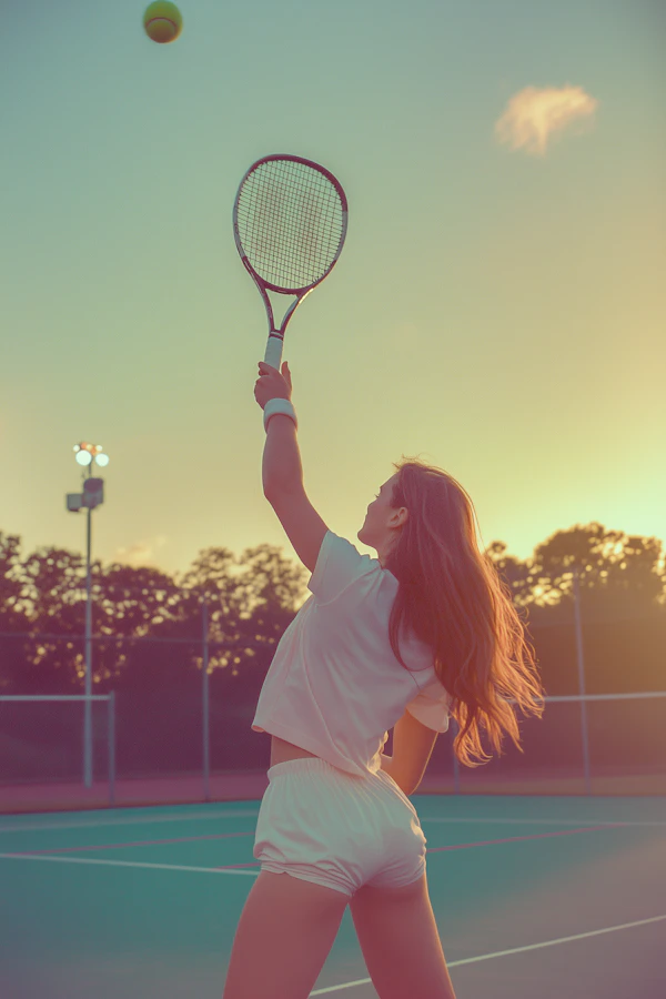 Tennis Serve at Sunset