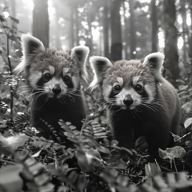 Mystical Monochrome Red Pandas