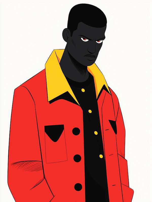 Stylized Portrait with Red Jacket