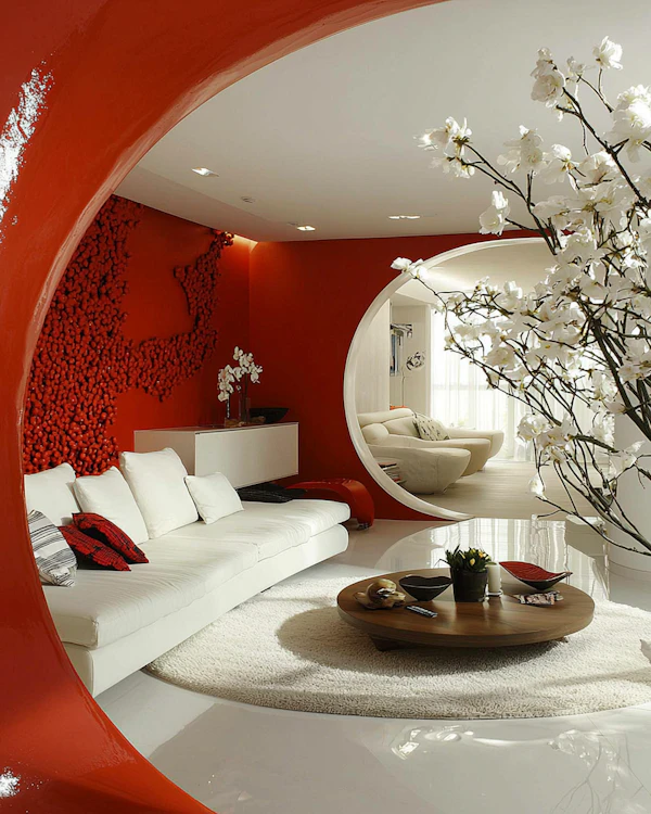 Modern Red Living Room
