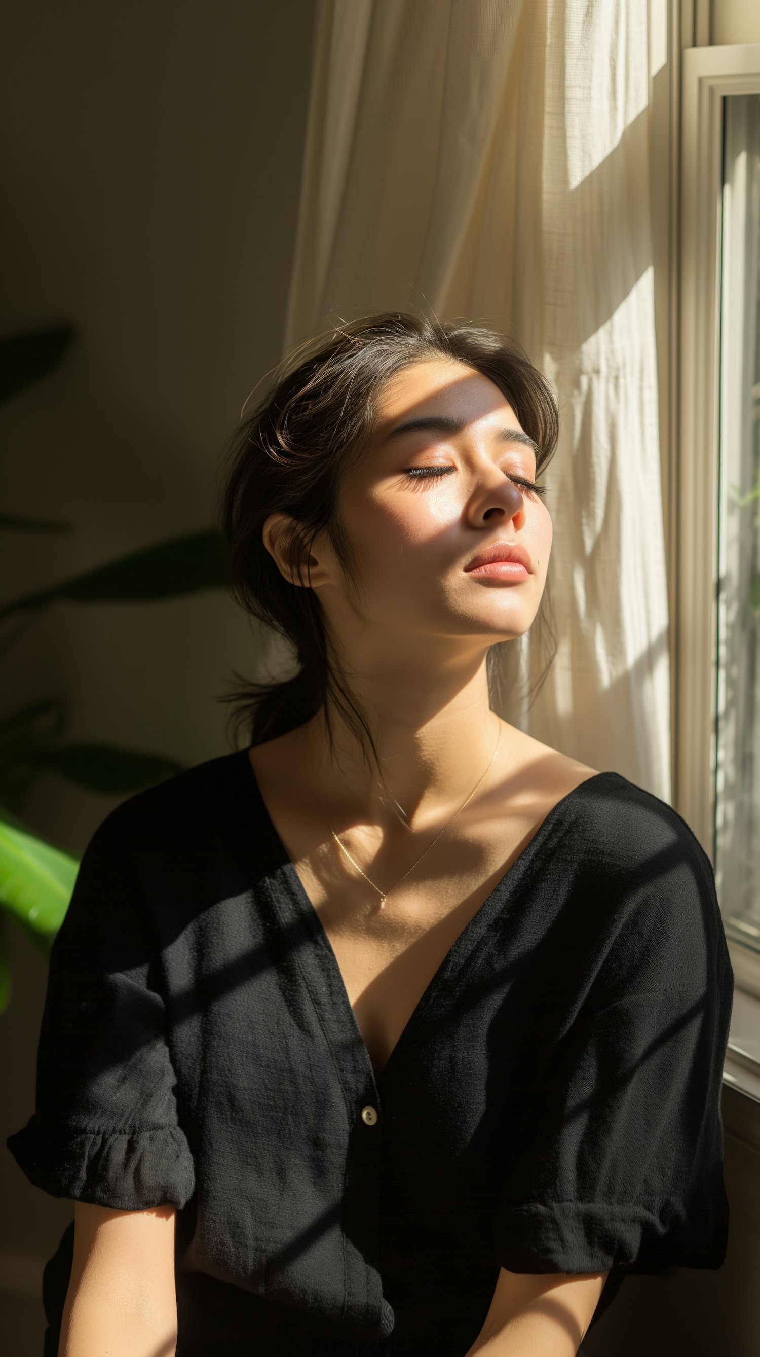 Serene Woman in Sunlight