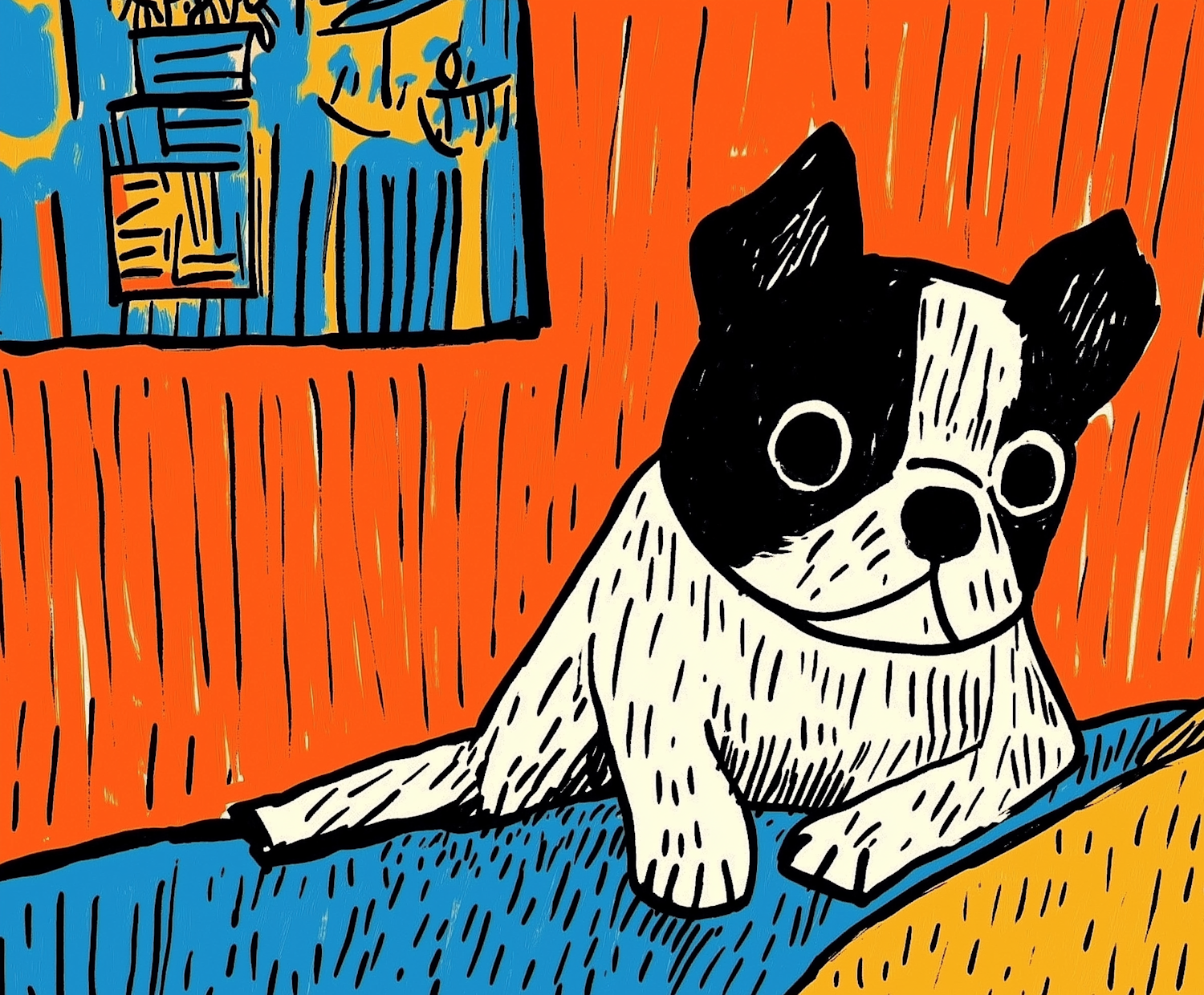 Colorful Pop Art Dog Illustration