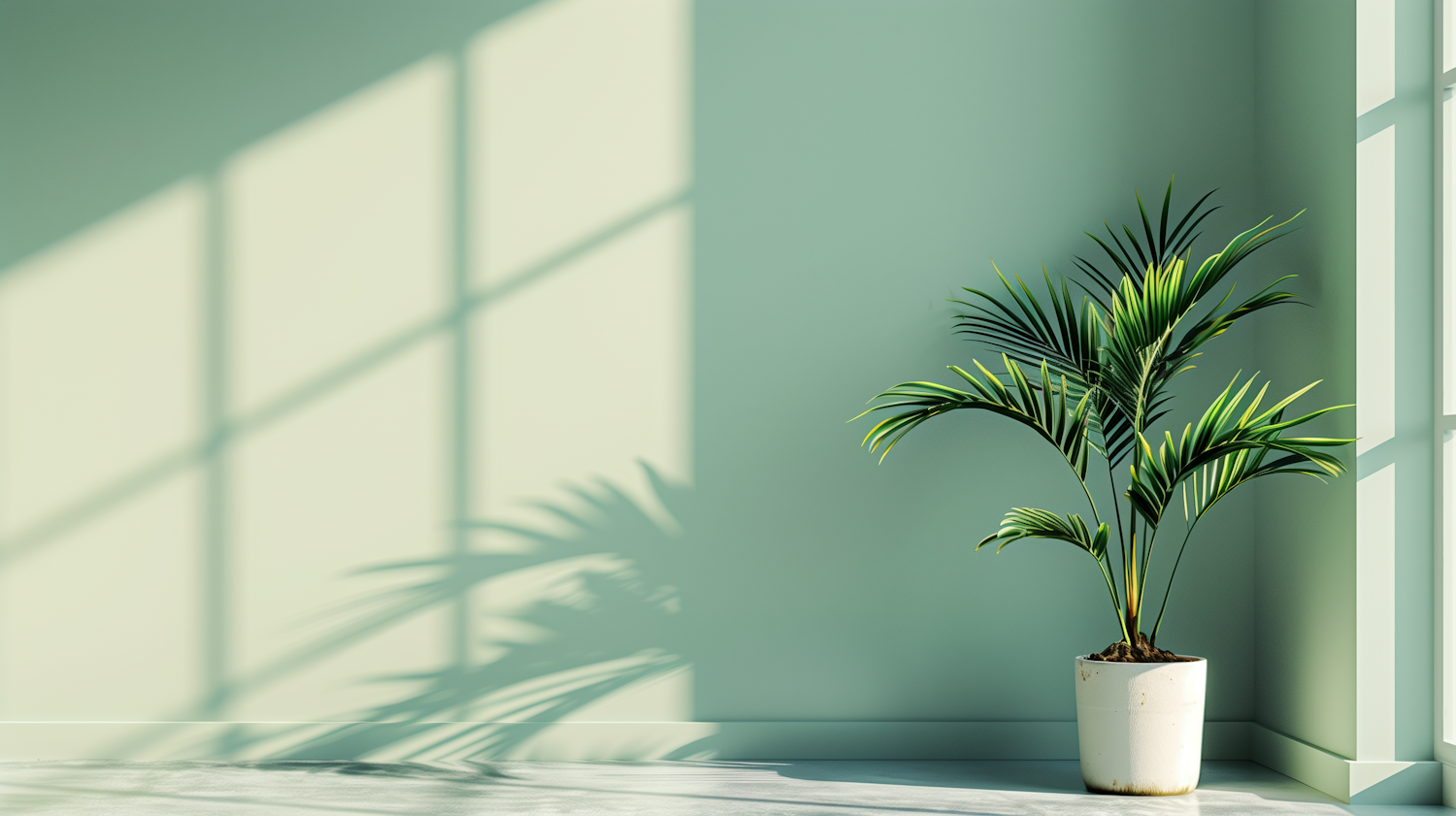 Indoor Plant with Geometric Shadows