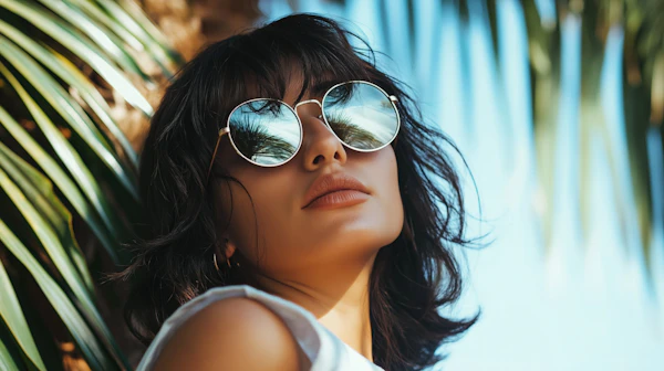 Woman with Reflective Sunglasses