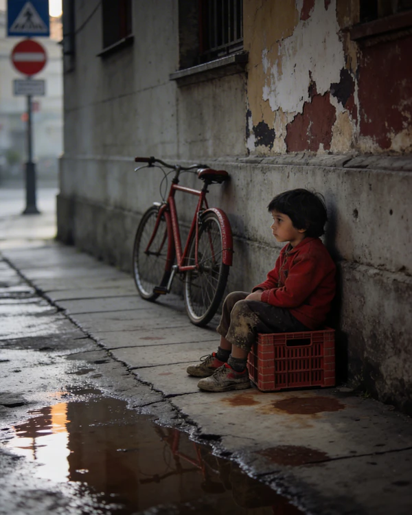 Child by Red Bicycle