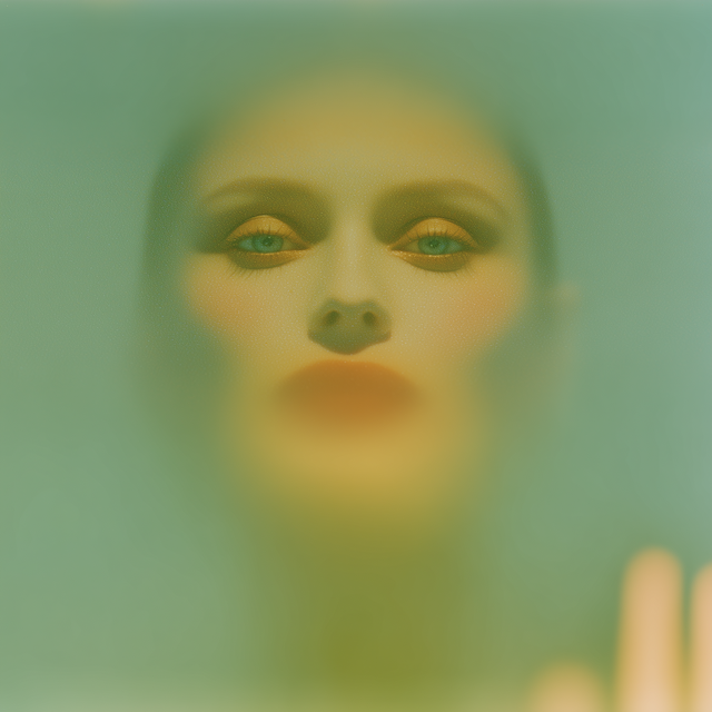 Surreal Face Through Glass