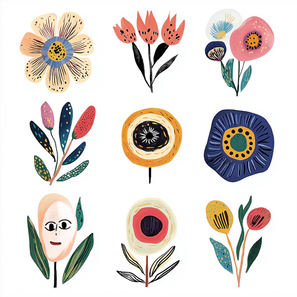 Stylized Floral Grid