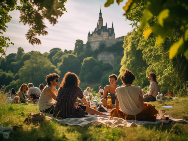 Serene Castle Picnic Afternoon