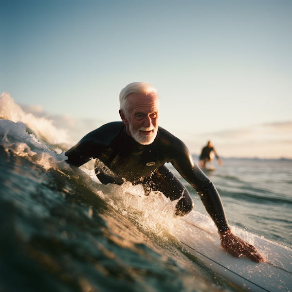 Elderly Man Surfing