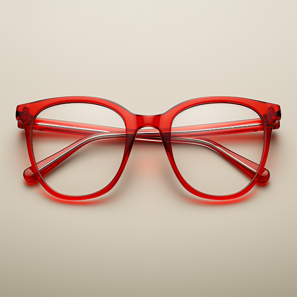 Vibrant Red Eyeglasses on Beige Background