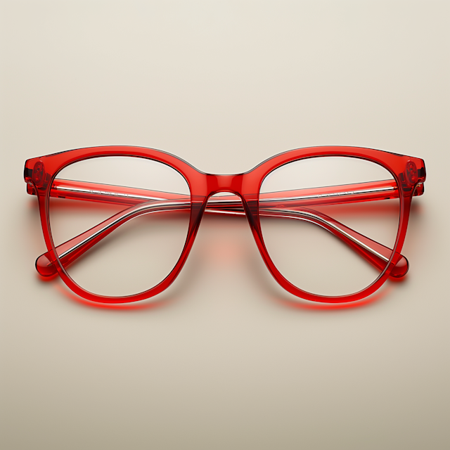 Vibrant Red Eyeglasses on Beige Background