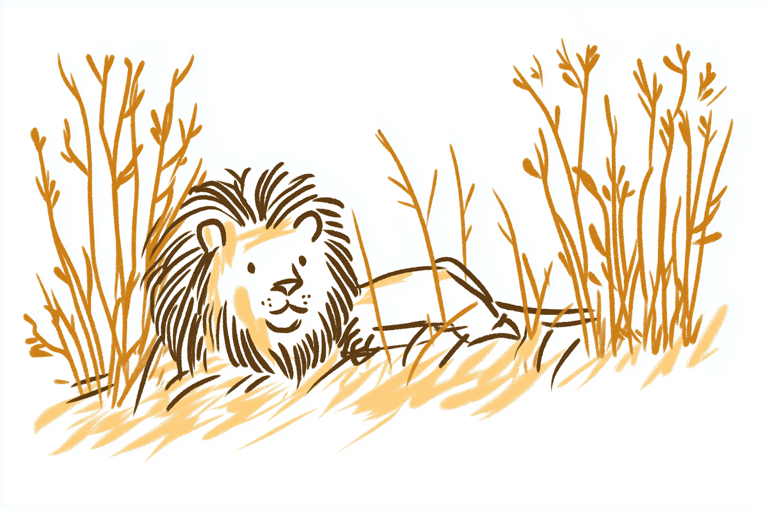 Peaceful Stylized Lion Illustration