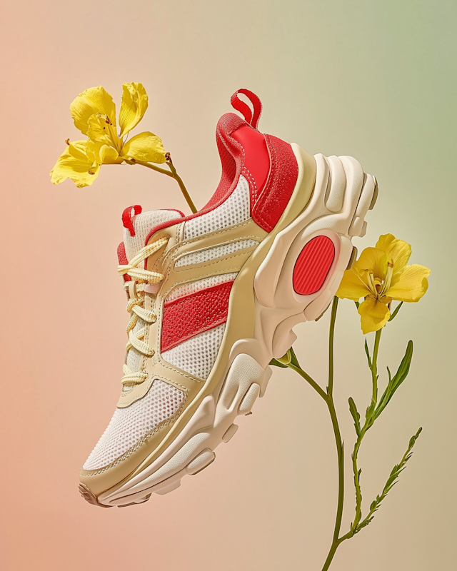 Floating Sneaker with Flowers