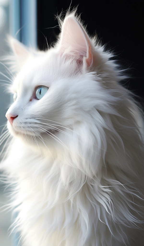 Majestic Blue-Eyed White Feline