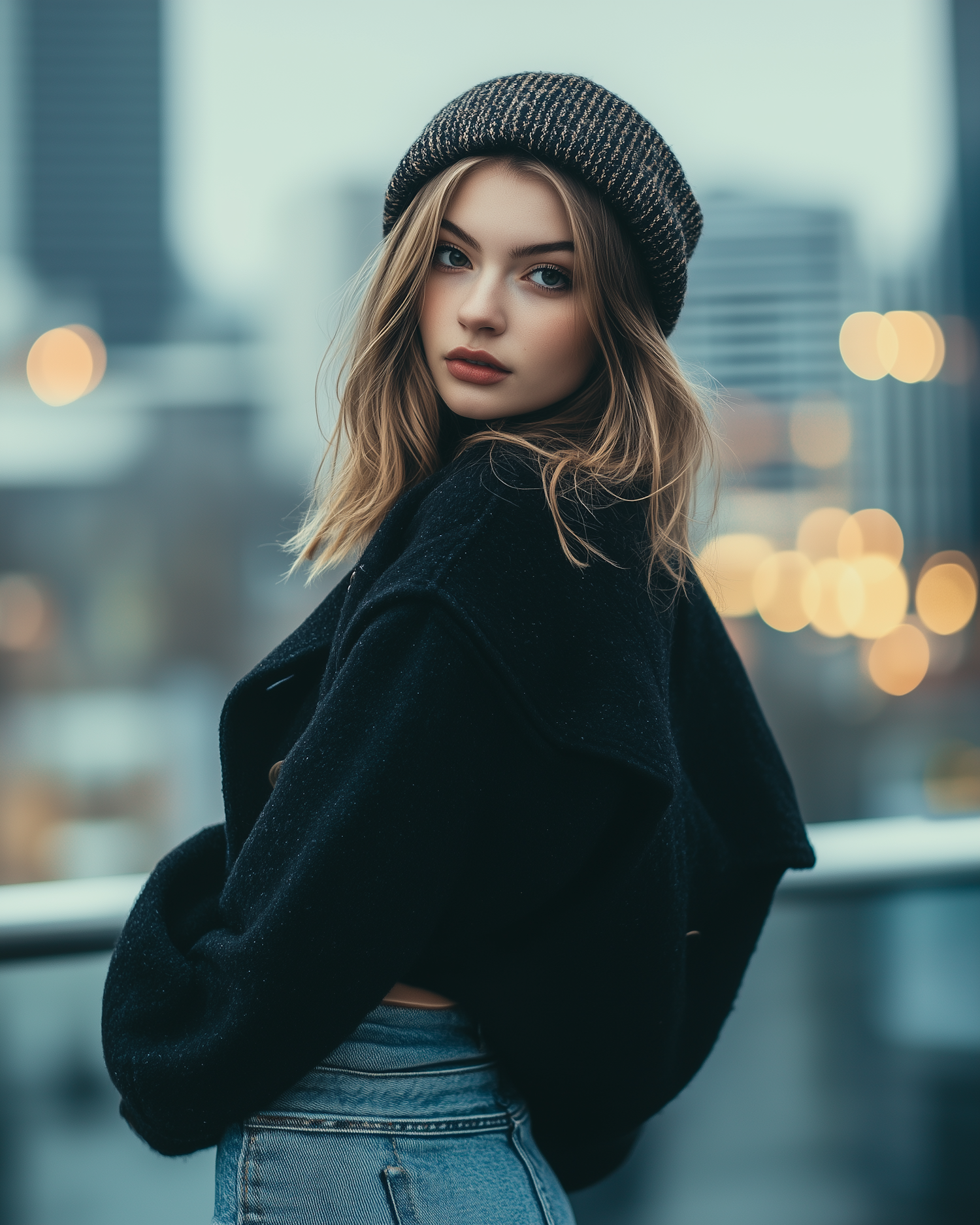 Contemplative Woman in Beanie