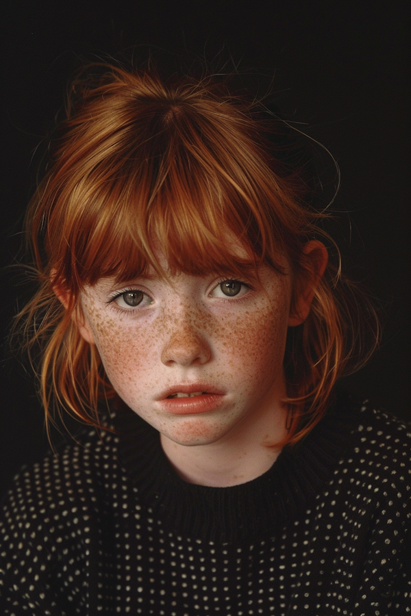 Close-Up Portrait of a Red-Haired Girl